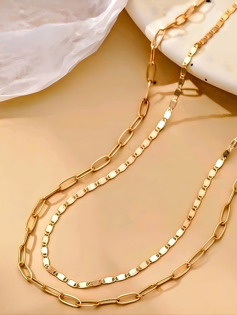 Jordan minimalist necklace set. 2 separate necklaces; approx 17" & 19"; nwot.